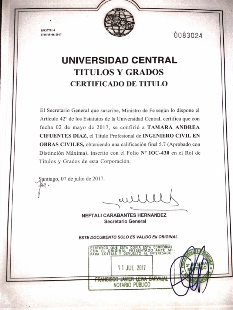 Certificado Título Legalizado | PDF