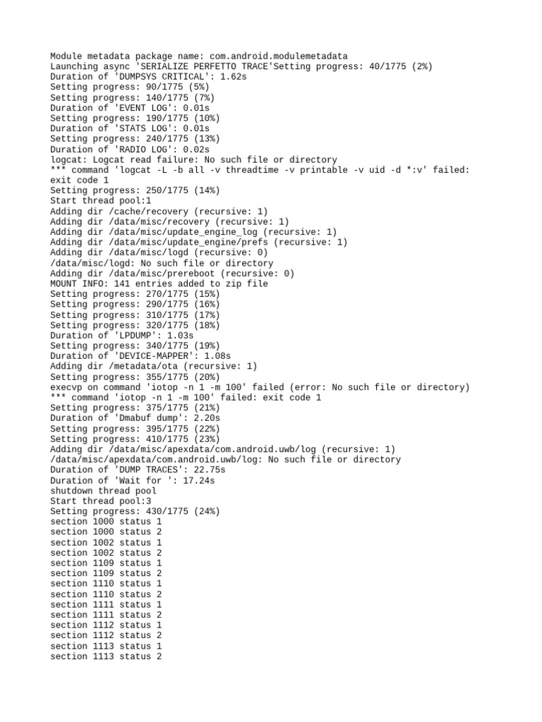 Logcat and Trace Analysis Report | PDF | Computing | Data