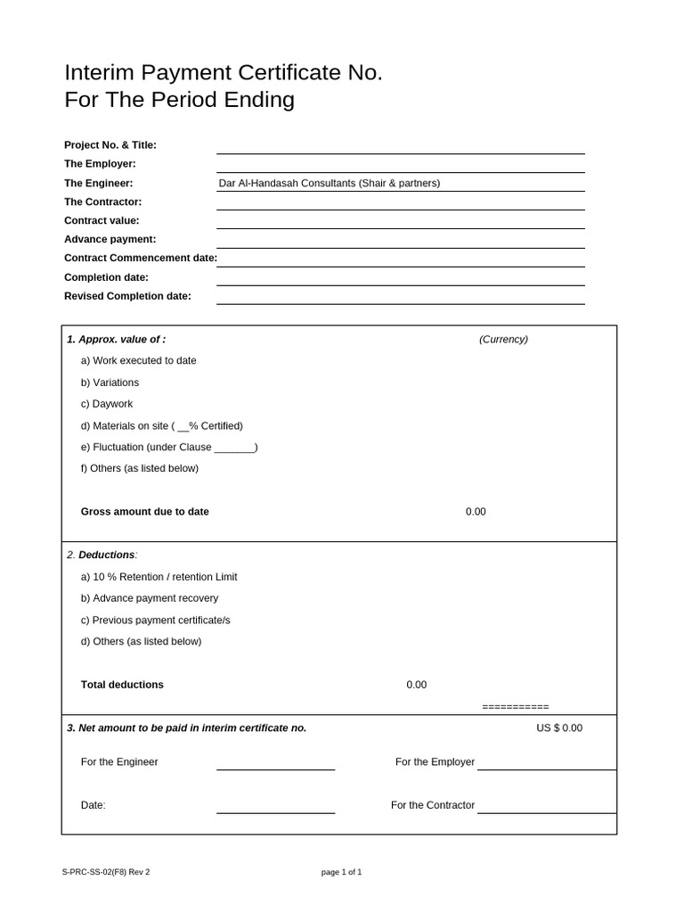 Interim Payment Certificate Template | PDF