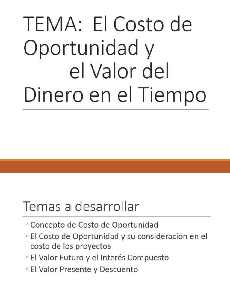 Costo de Oportunidad y Valor del Dinero | PDF | Inversiones | Costo de ...
