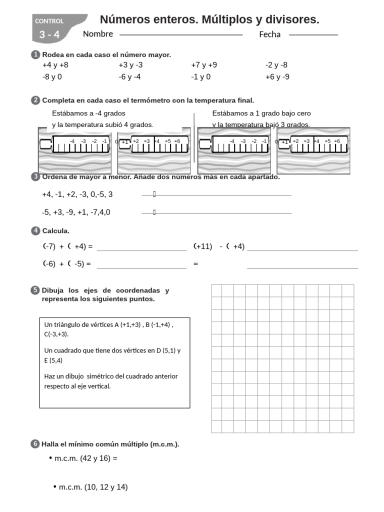 Ejercicios de Números Enteros y Divisores | PDF | Matemáticas ...
