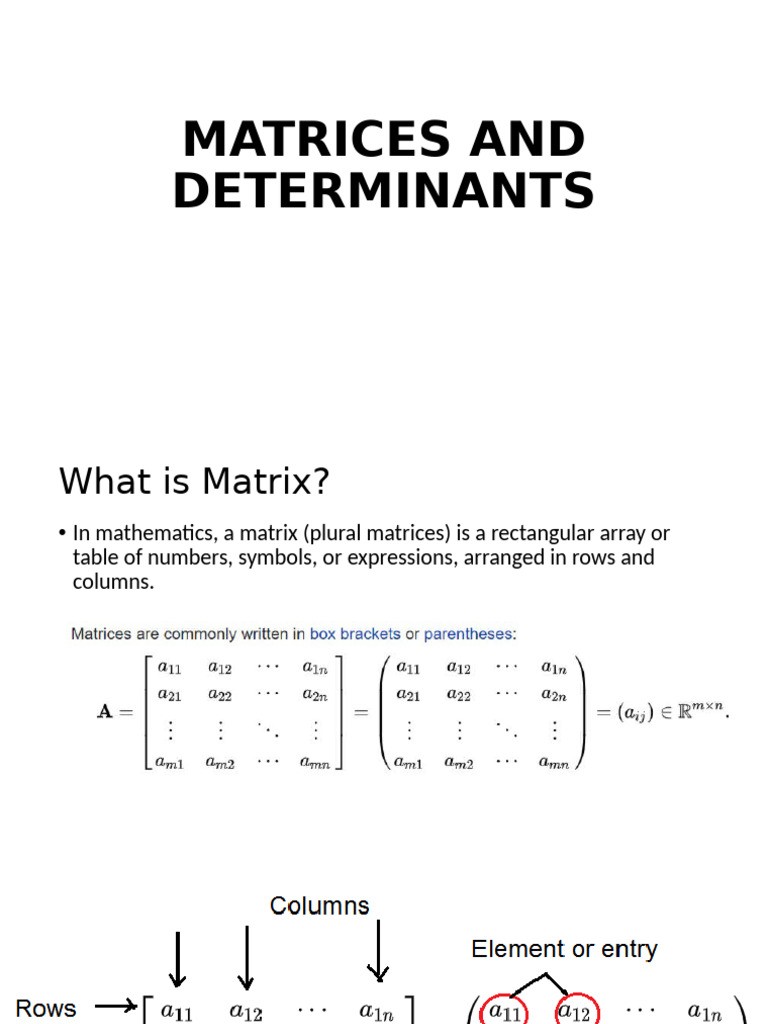 Matrices and Determinants Explained | PDF