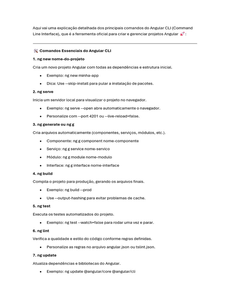 Comandos Essenciais do Angular CLI | PDF