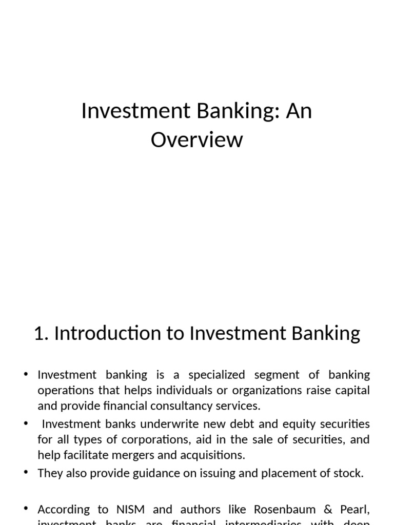 Investment Banking Functions and Services | PDF | Investment Banking ...