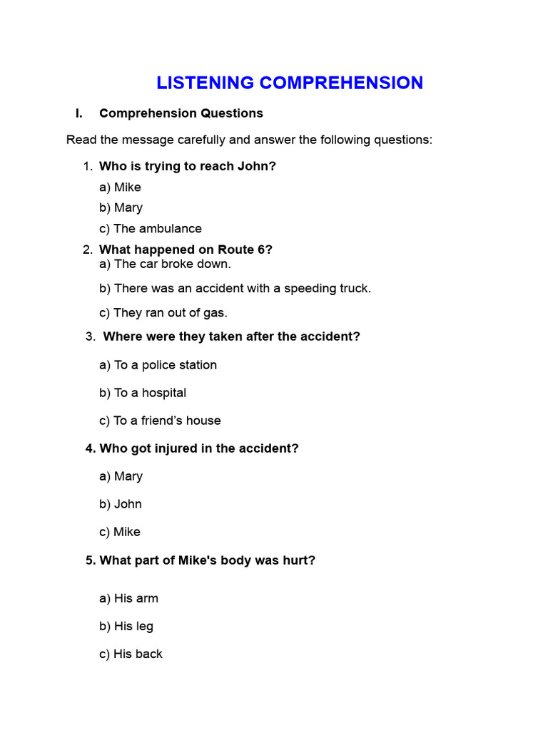 Listening Comprehension Practice Questions | PDF