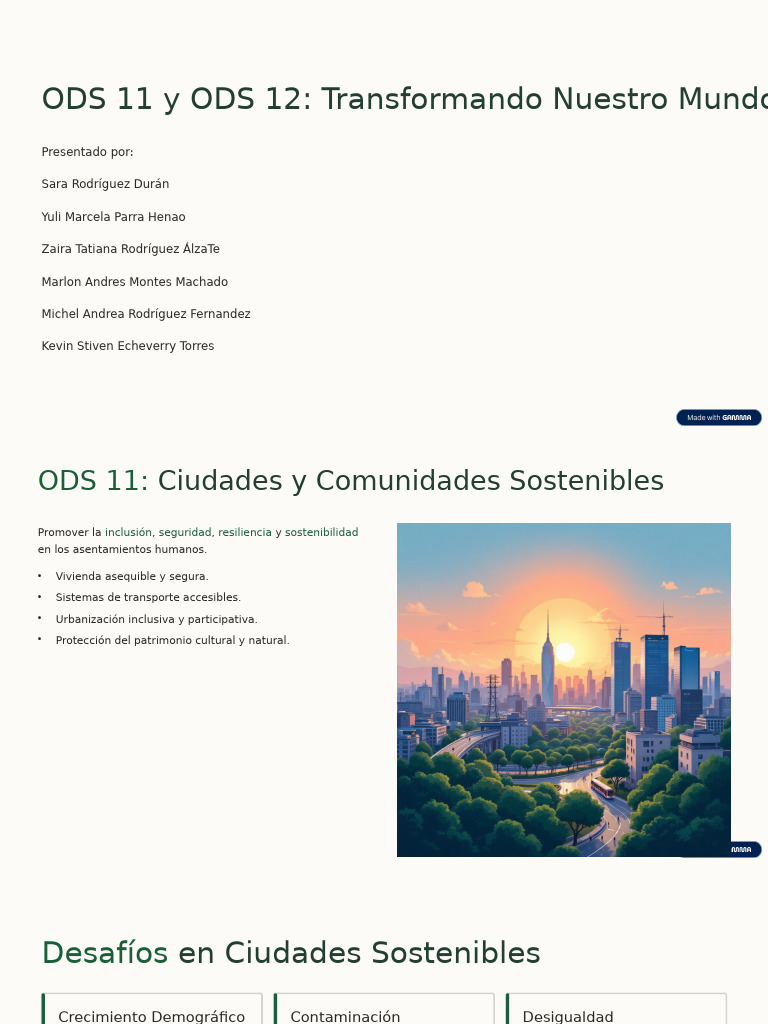 ODS 11 y ODS 12 Transformando Nuestro Mundo | PDF | Sustentabilidad ...