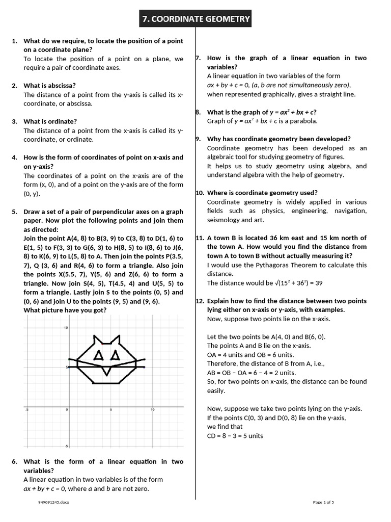 Understanding Ordinate and Distance Calculation | PDF | Cartesian ...