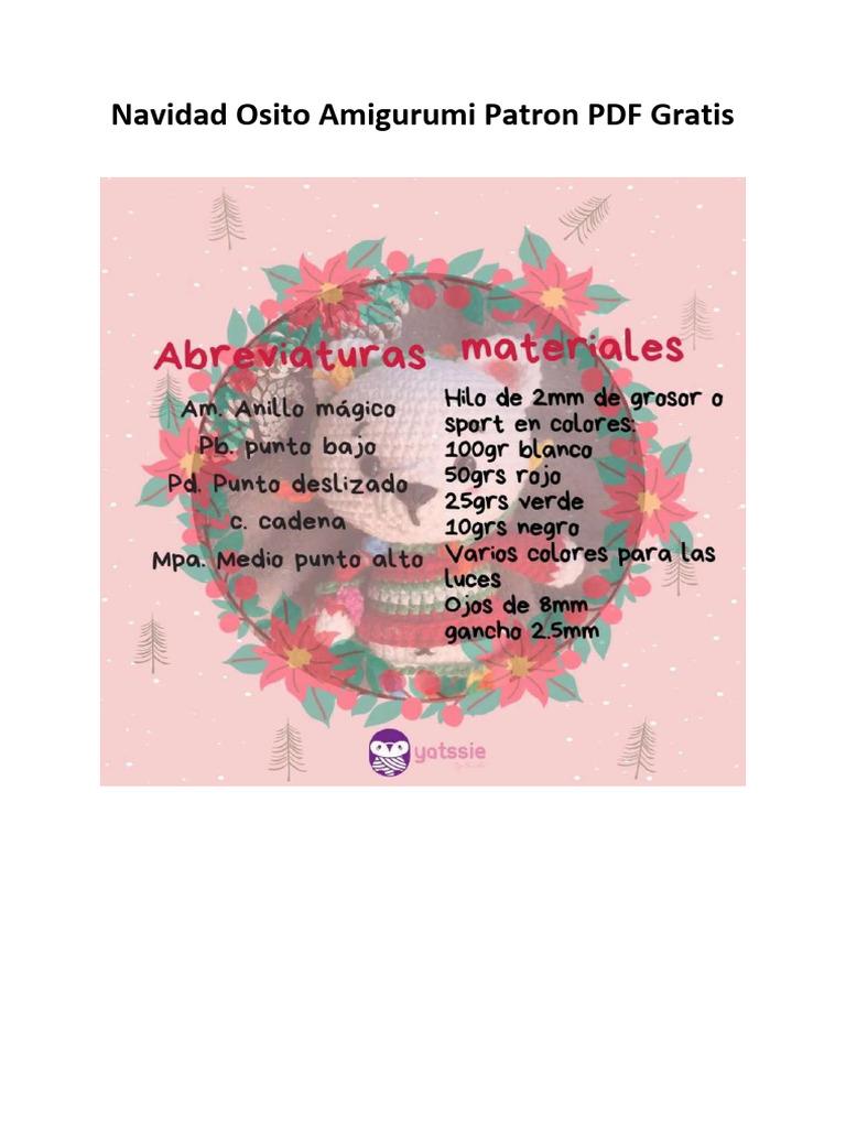 Navidad Osito Amigurumi Patron PDF Gratis | PDF