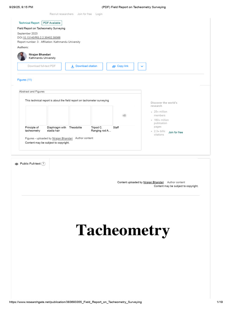(PDF) Field Report On Tacheometry Surveying | PDF | Surveying