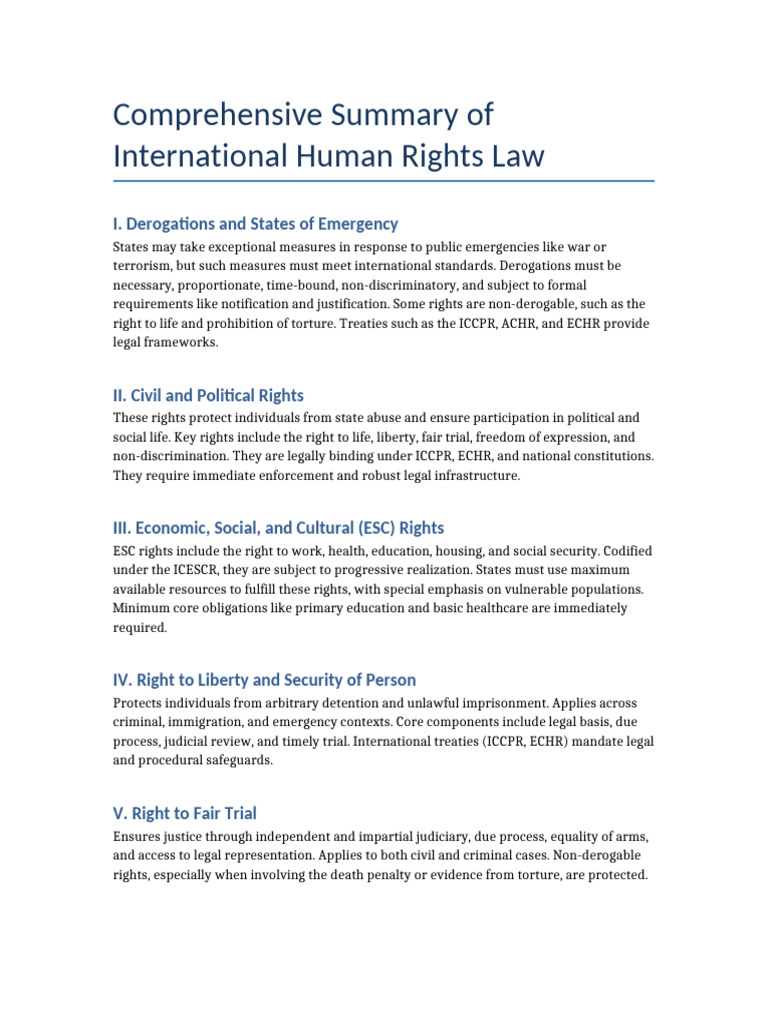 Overview of International Human Rights Law | PDF | European Convention ...