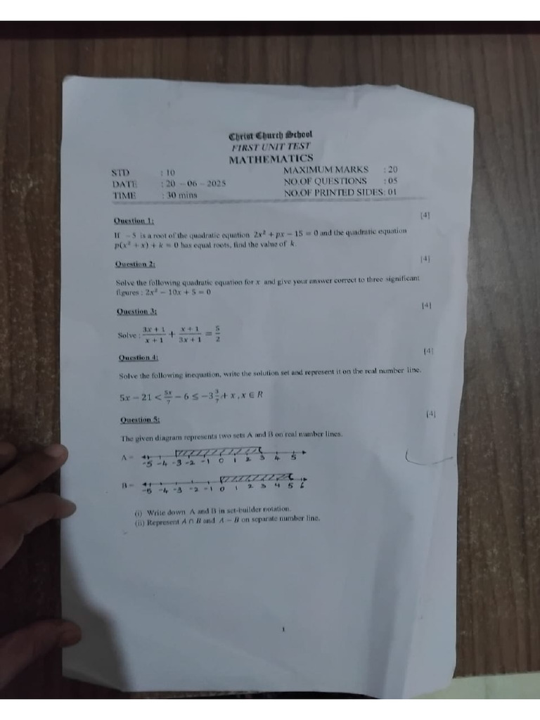CCS Class 10 Maths Paper Unit 1 2025-2026 | PDF
