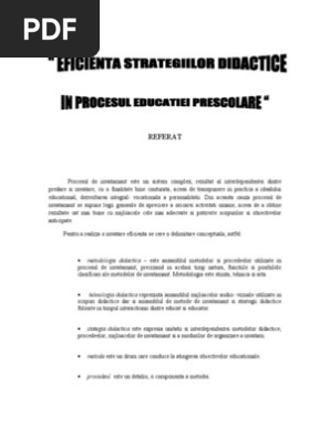 Eficienta Strategiilor Didactice In Procesul Educatiei Prescolare