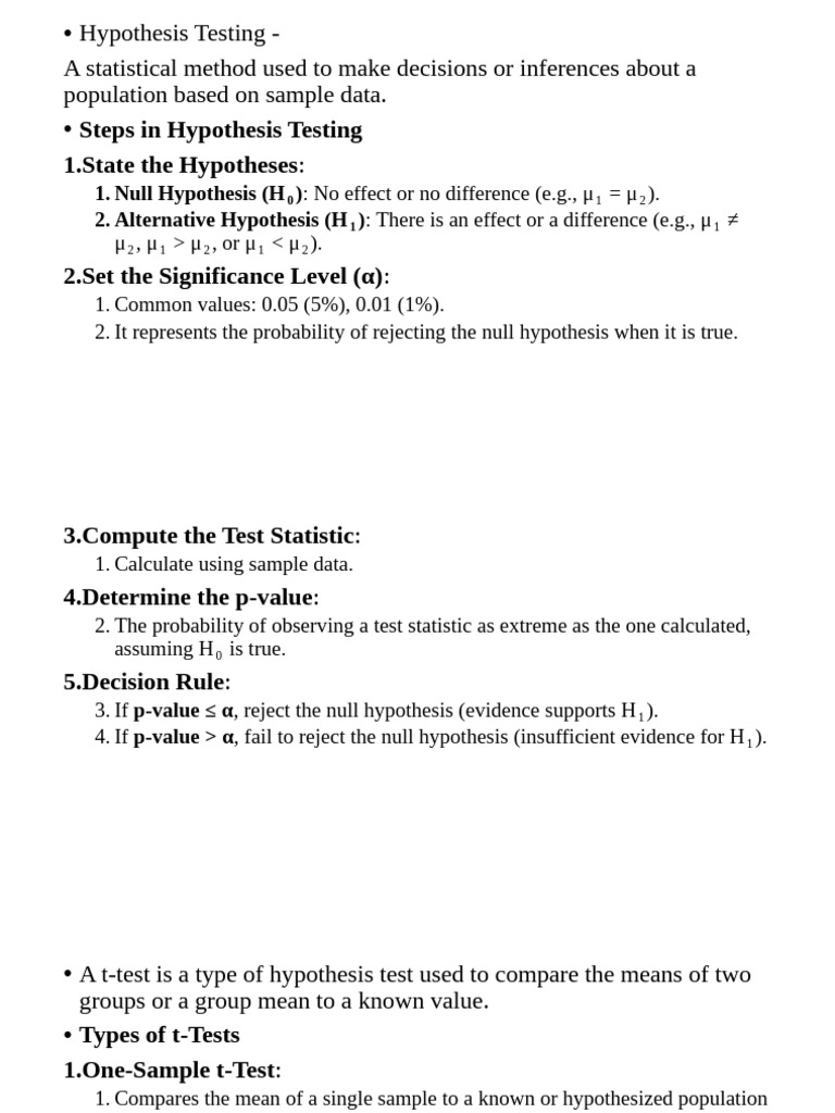 Hypothesis Testing and t-Tests Guide | PDF | Student's T Test | Hypothesis
