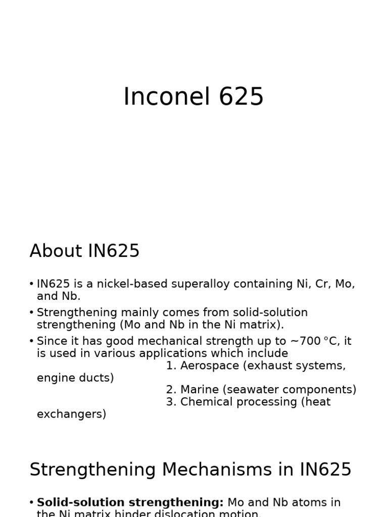 Inconel 625 Presentation 2 | PDF | Dislocation | Physical Chemistry