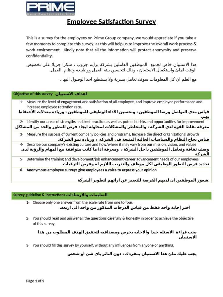 Updated Proposed Employee Satisfaction Survey | PDF