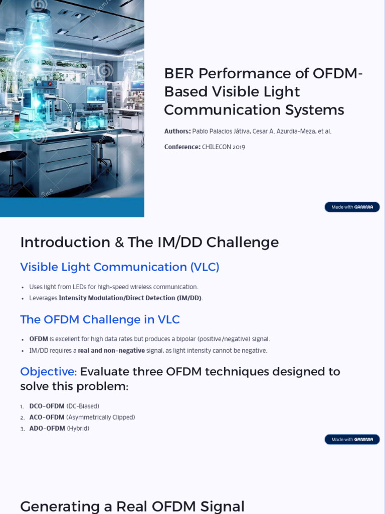 BER Performance of OFDM Based Visible Light Communication Systems | PDF ...