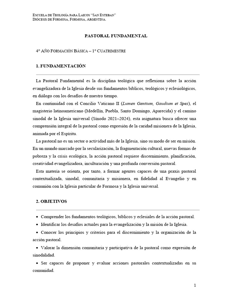 Fundamentos de la Pastoral Eclesial | PDF | Iglesia Católica | Concilio ...