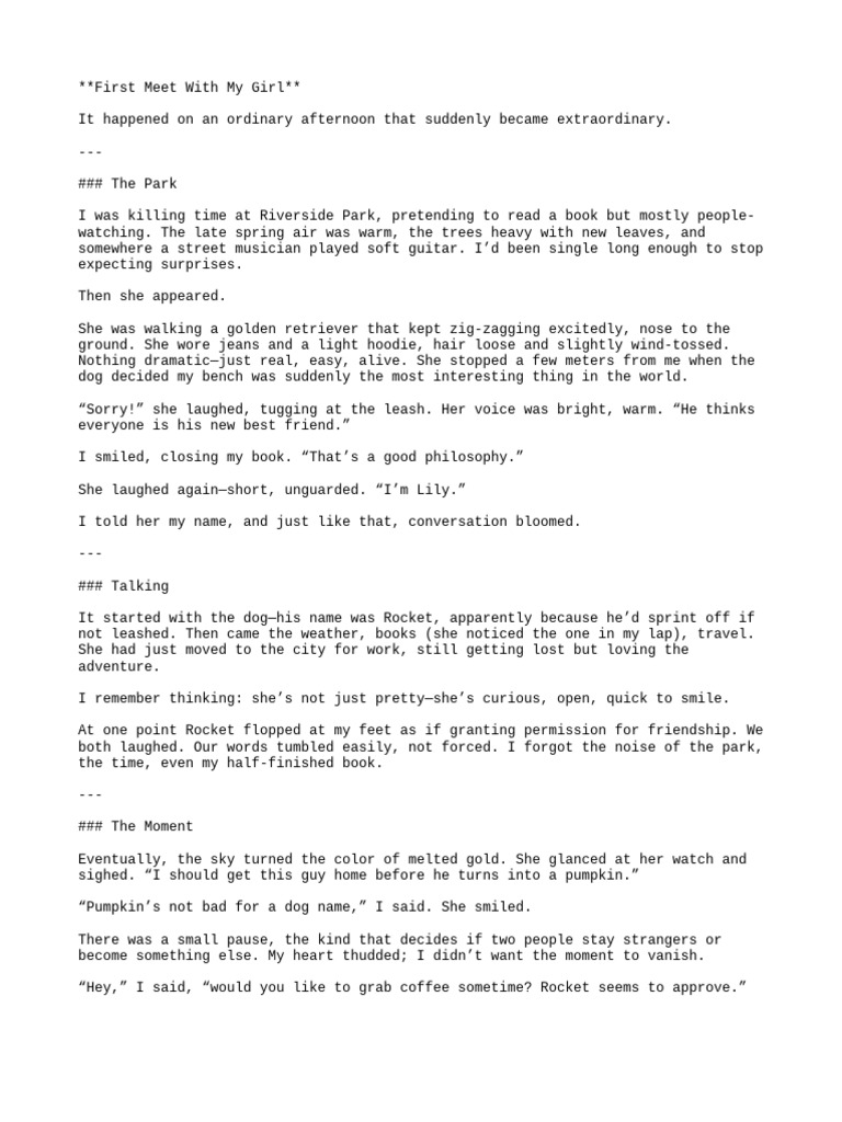 First Meeting: A Park Encounter | PDF