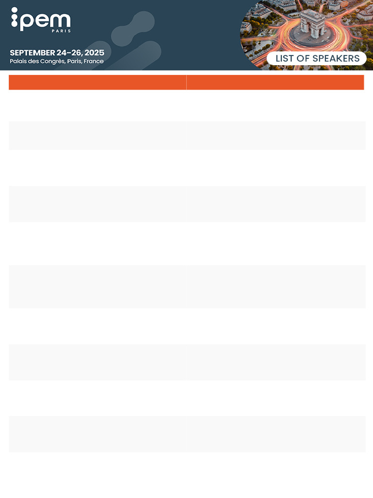 Confirmed Speakers IPEM-Paris25 | PDF | Private Equity | Venture Capital