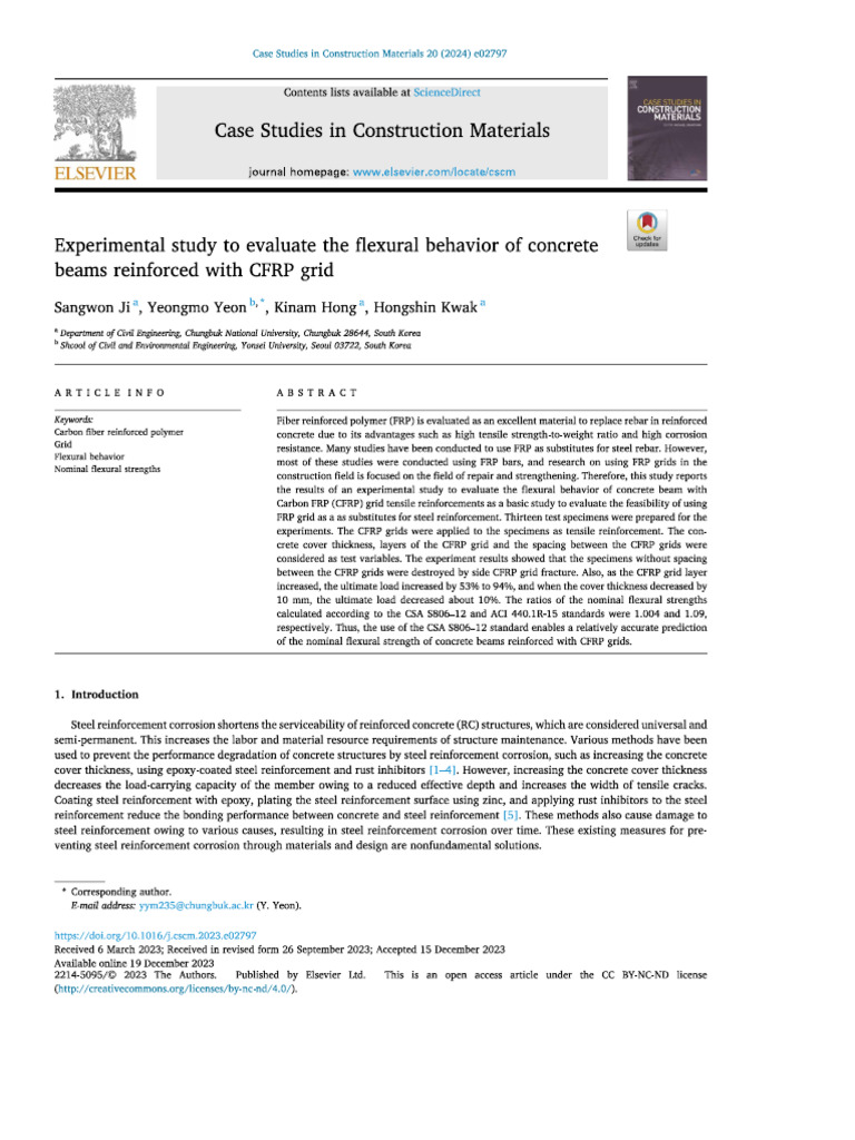 Experimental Study To Evaluate The Flexural Behavior of | PDF