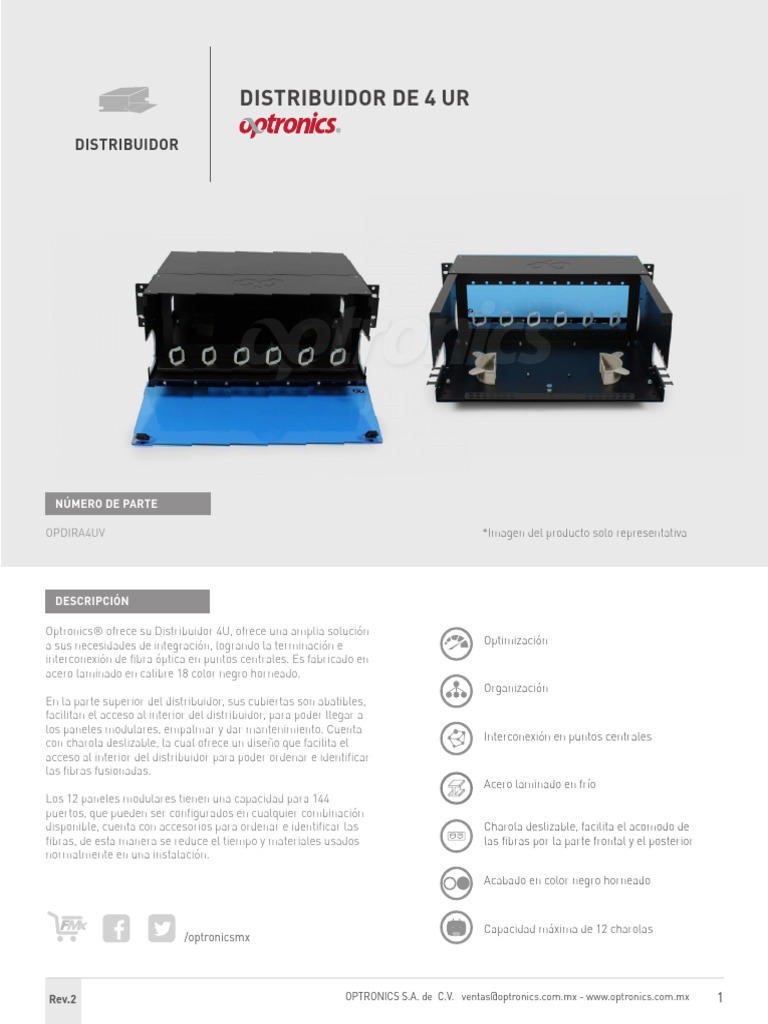 Distribuidor de Fibra Óptica 4U Optronics | PDF | Conector eléctrico ...
