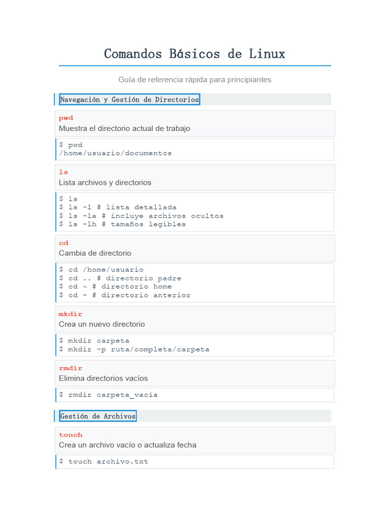 Comandos Esenciales de Linux para Principiantes | PDF | Archivo de ...