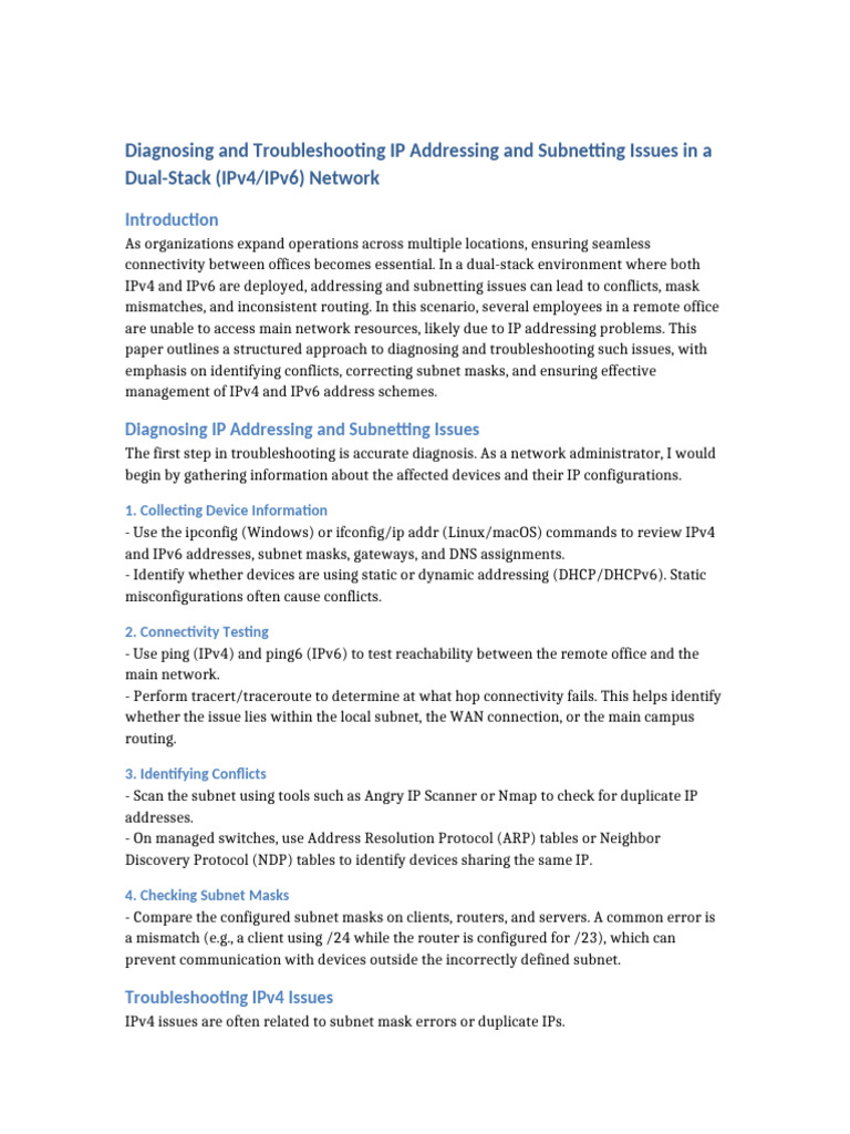 Troubleshooting Dual-Stack IP Issues | PDF | Ip Address | I Pv6