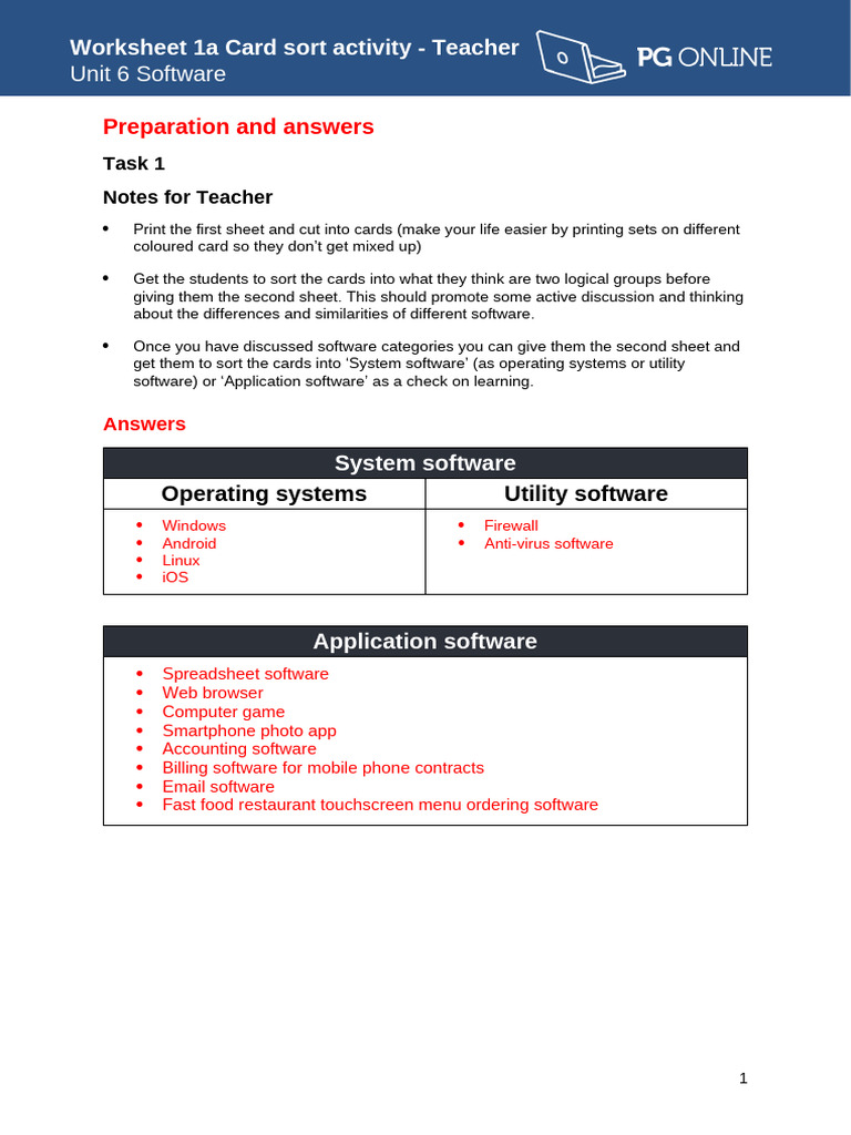 Software Card Sort Activity Guide | PDF
