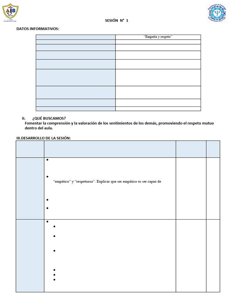 Empatía y Respeto en el Aula 3ro Primaria | PDF | Empatía | Aprendizaje