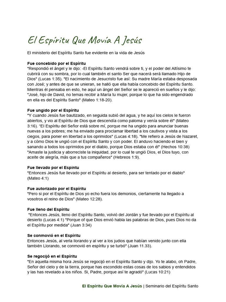 El Papel del Espíritu Santo en Jesús | PDF | Jesús | espíritu Santo