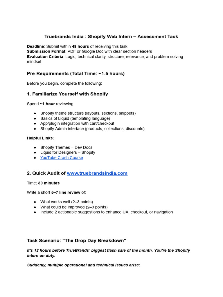 Shopify Intern Assessment Task Guide | PDF | Point Of Sale | Software ...
