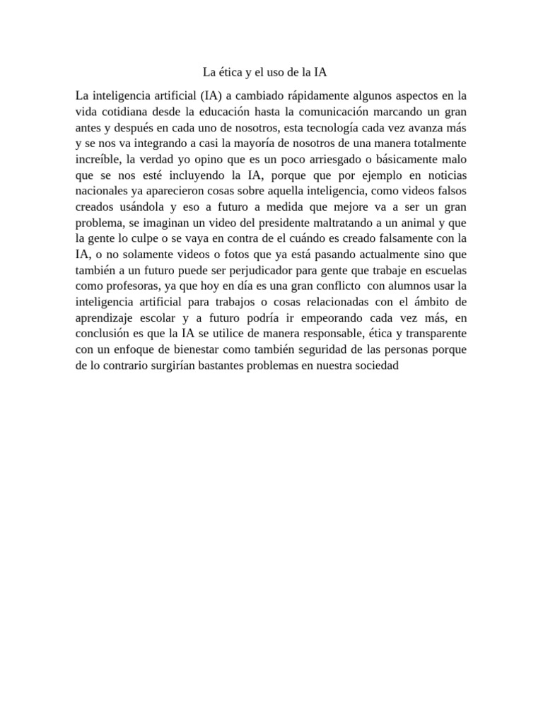 Ética en el Uso de la Inteligencia Artificial | PDF