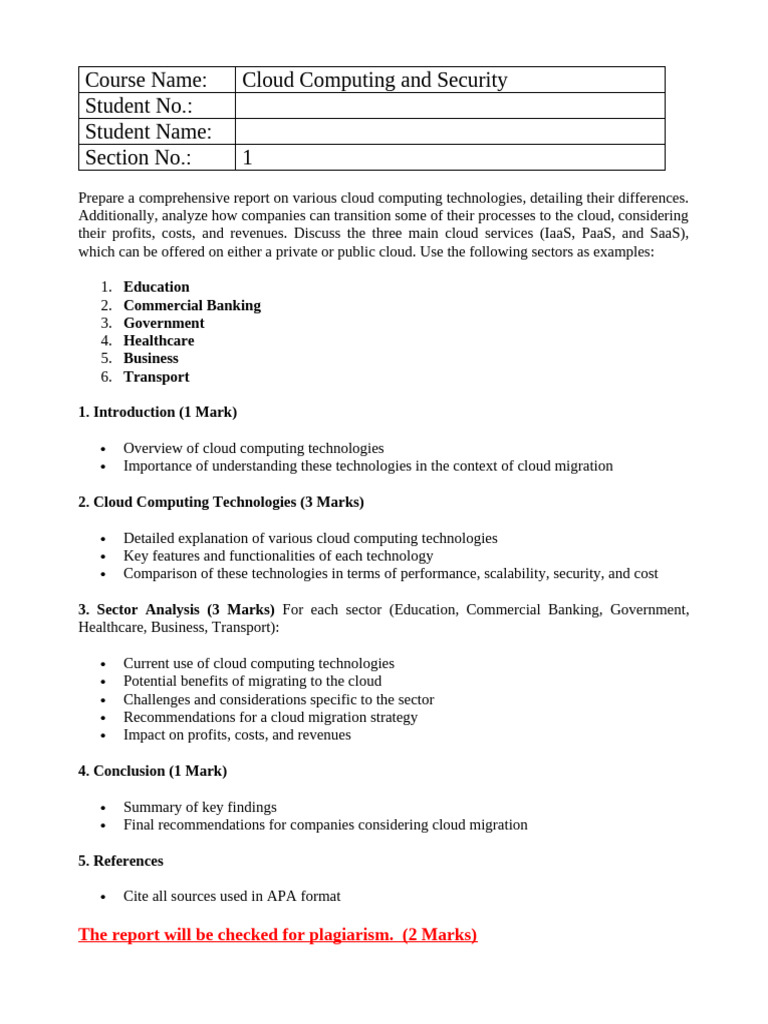 Cloud Computing Technologies Report | PDF