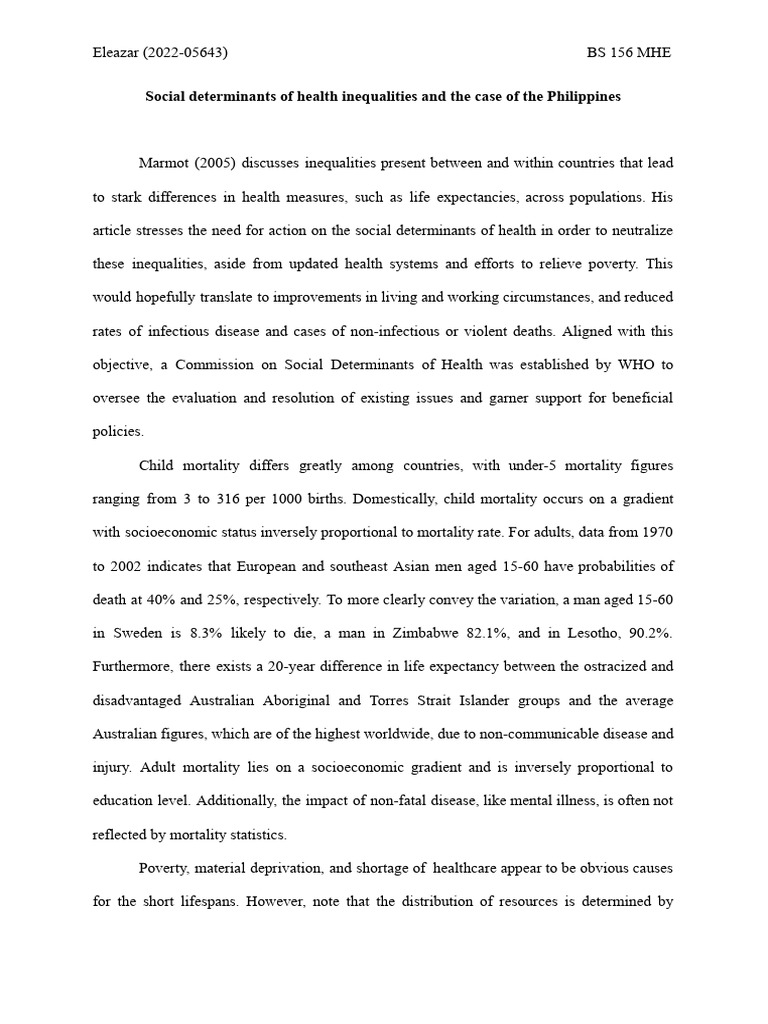 (BS 156) Social Determinants of Health Inequalities and The Case of The ...
