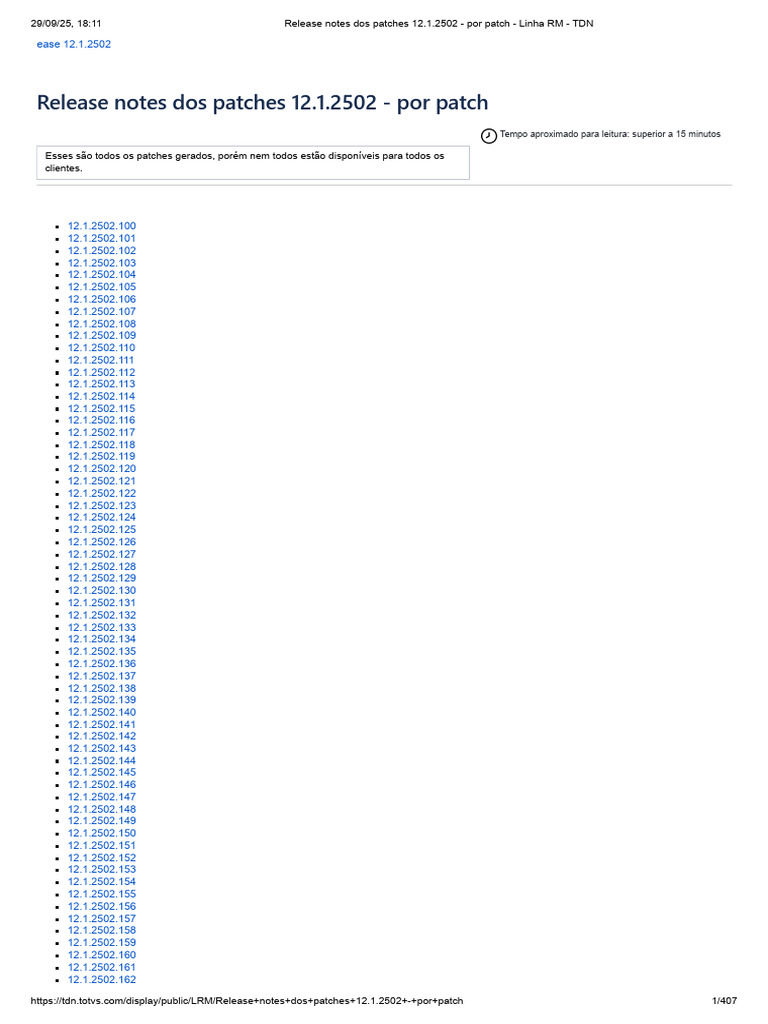 Release Notes Patches 12.1.2502 | PDF | SQL | E-commerce