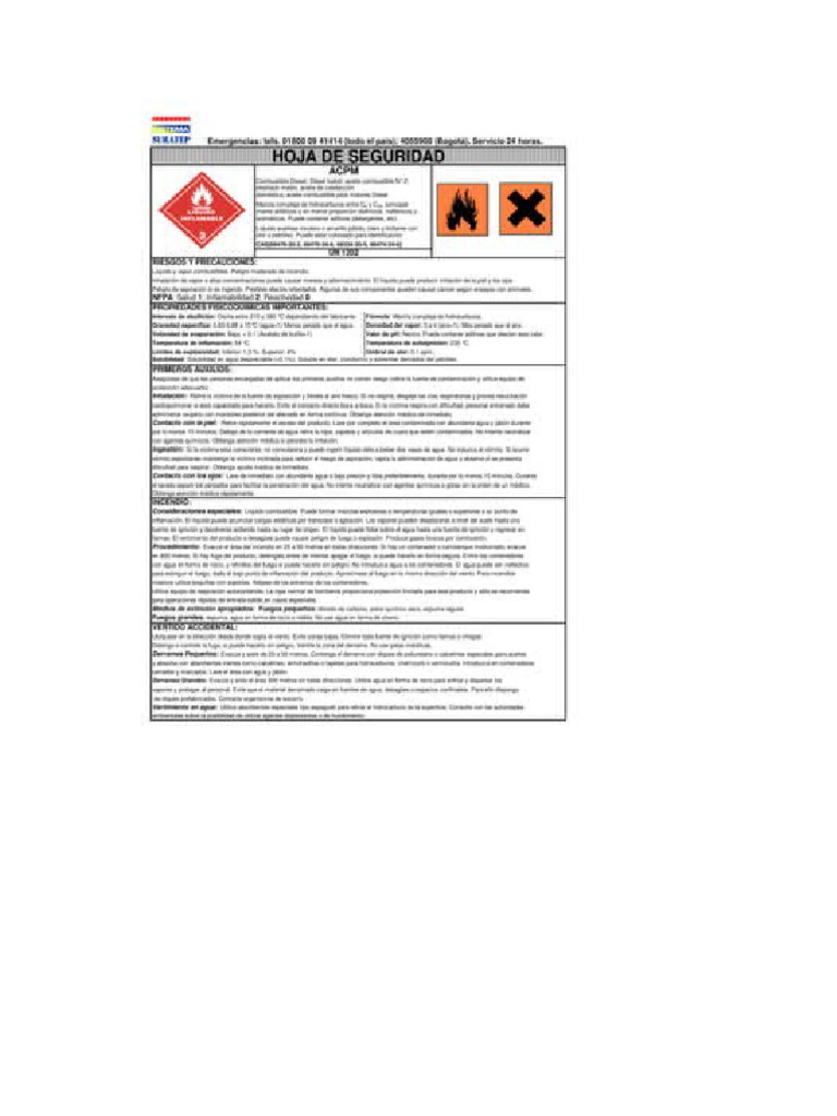 Hoja de Seguridad ACPM | PDF