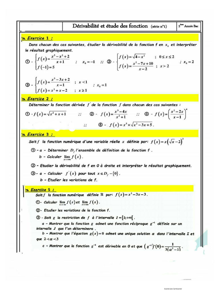 Correction Serie Dérivabilité 101122 | PDF