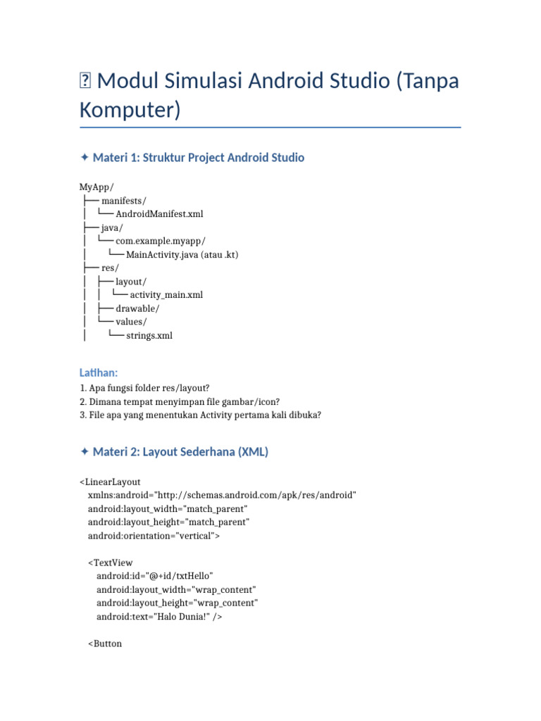 Panduan Simulasi Android Studio Tanpa PC | PDF