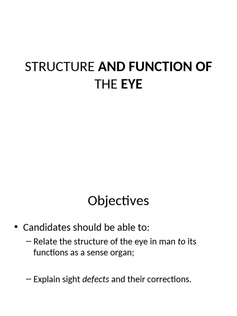 Structure and Function of the Eye | PDF | Eye | Human Eye