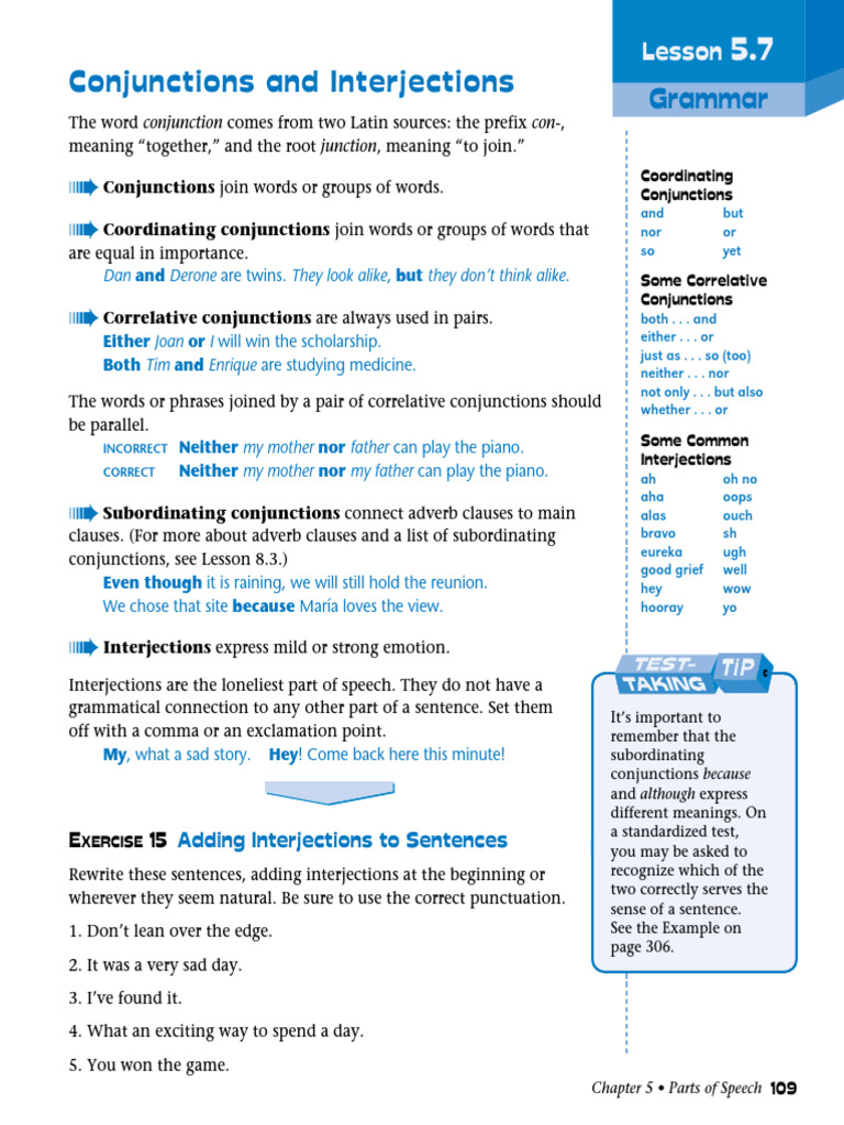 Conjunctions and Interjections: Grammar | PDF | Languages | Foreign ...