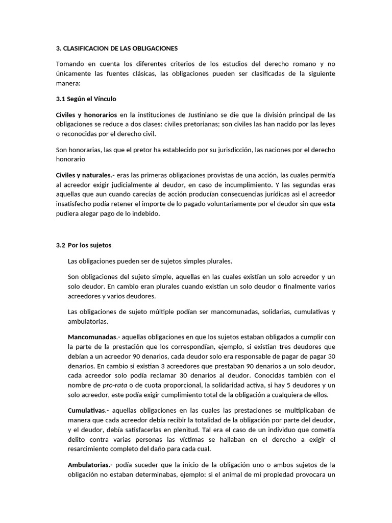 Clasificación de las Obligaciones en Derecho | PDF | Pagos | Justicia