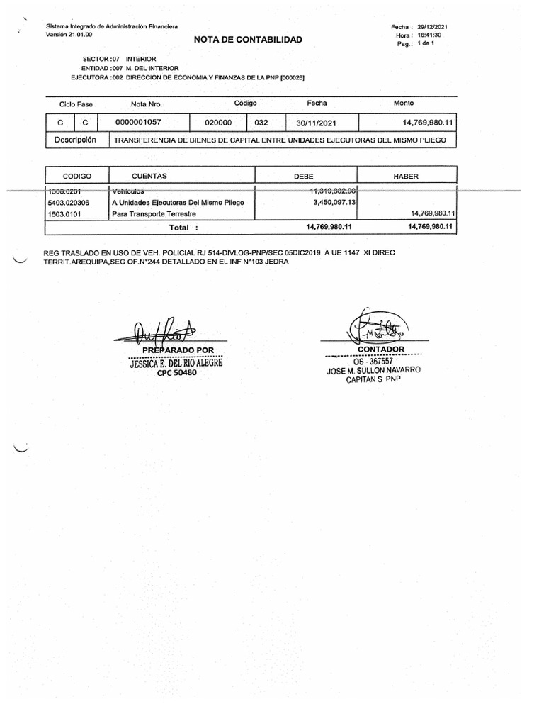 Nota Contable 1057 | PDF