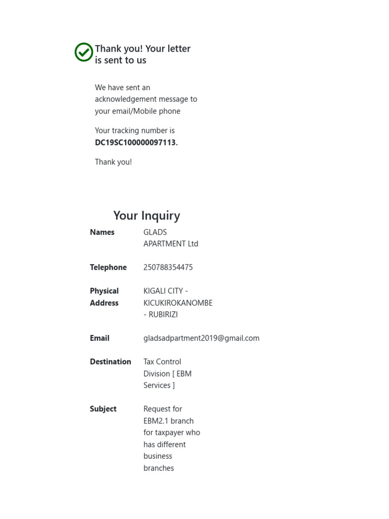 RRA E-Correspondence Acknowledgment | PDF