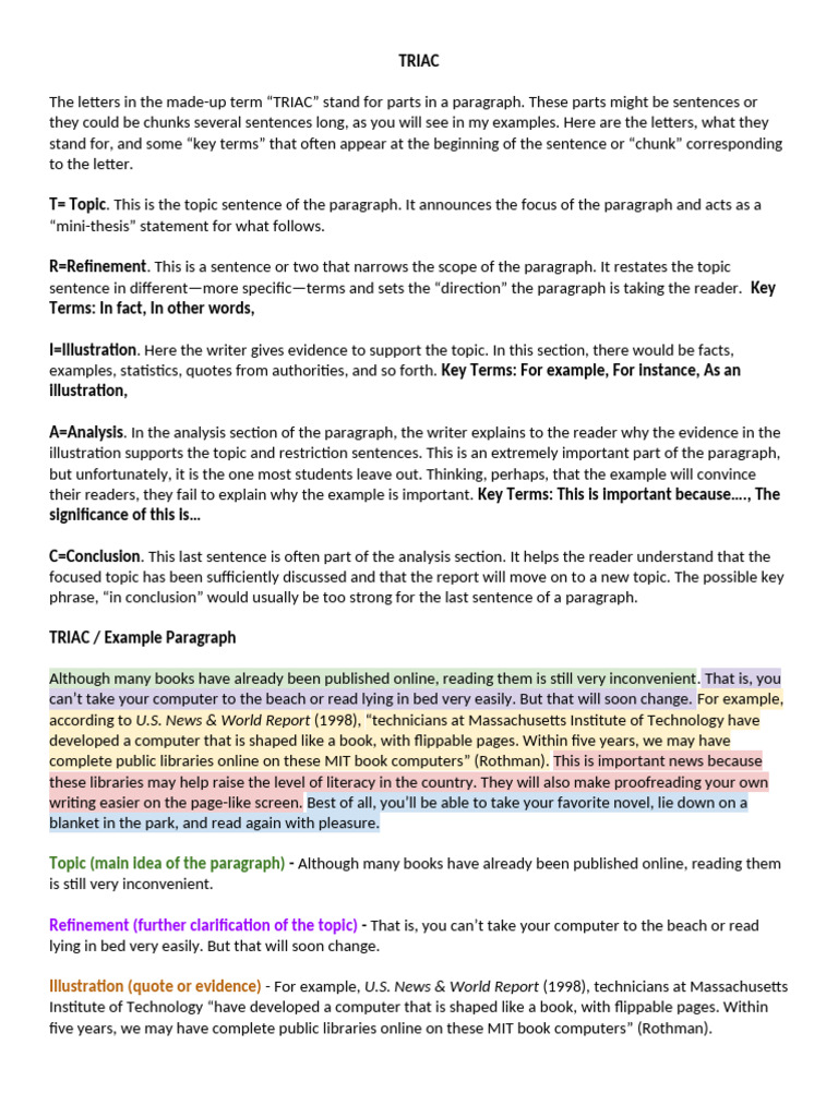Understanding the TRIAC Writing Method | PDF | Human Communication