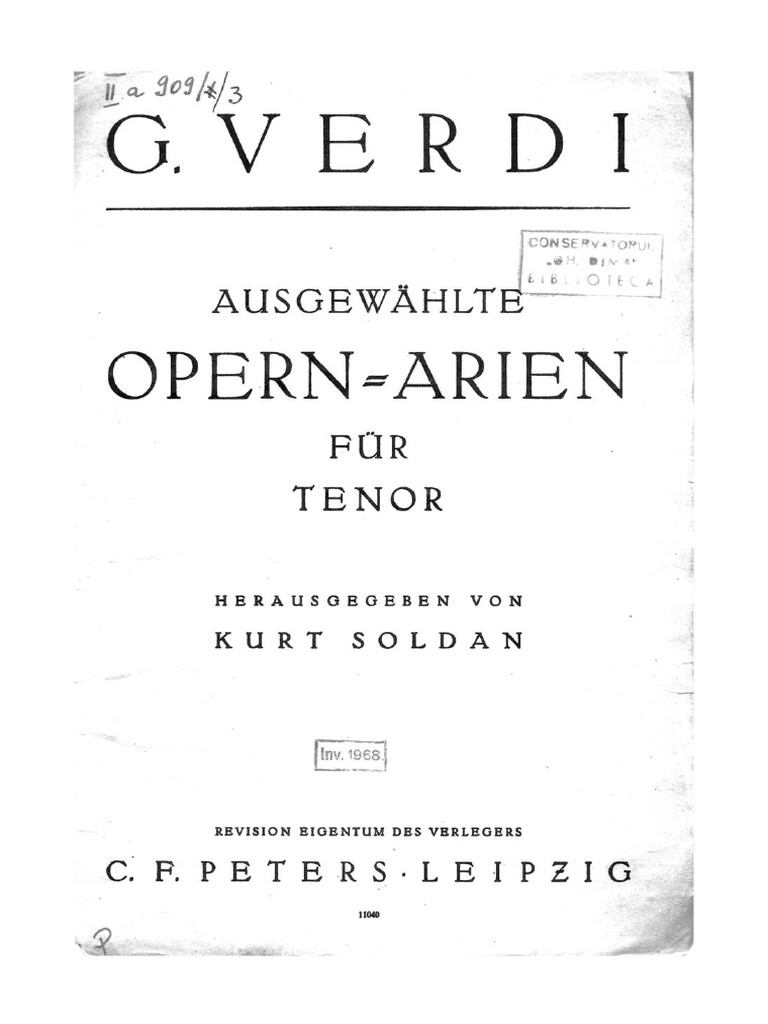 Verdi Arias For Tenor PDF