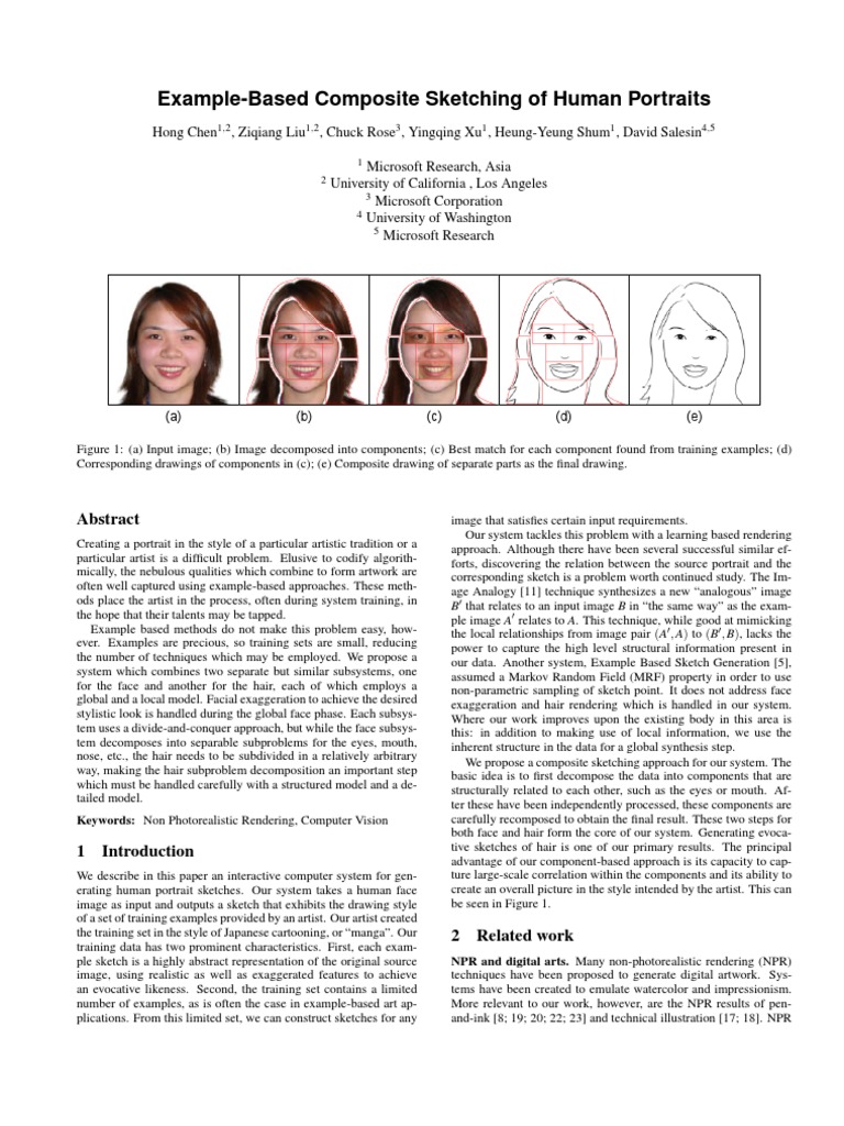 Example-Based Portrait Sketching System | PDF | Rendering (Computer ...