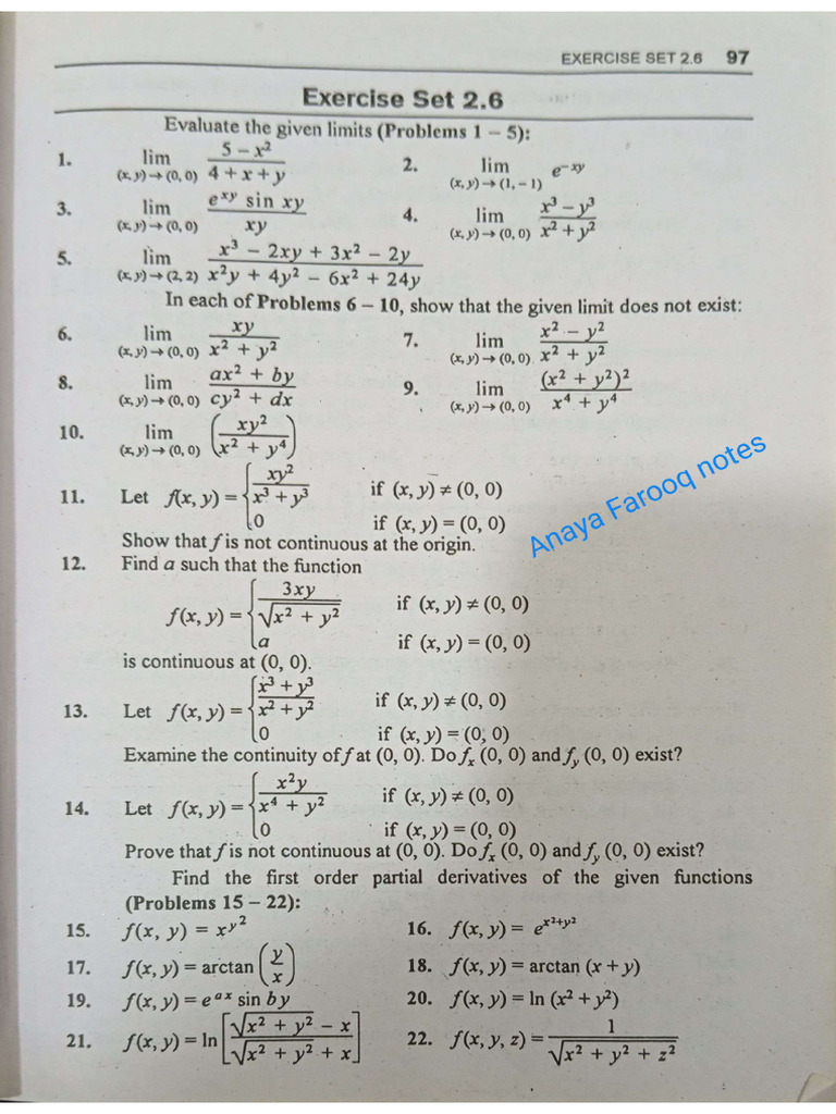 Ex2.6 Solution (Calculas Notes) | PDF