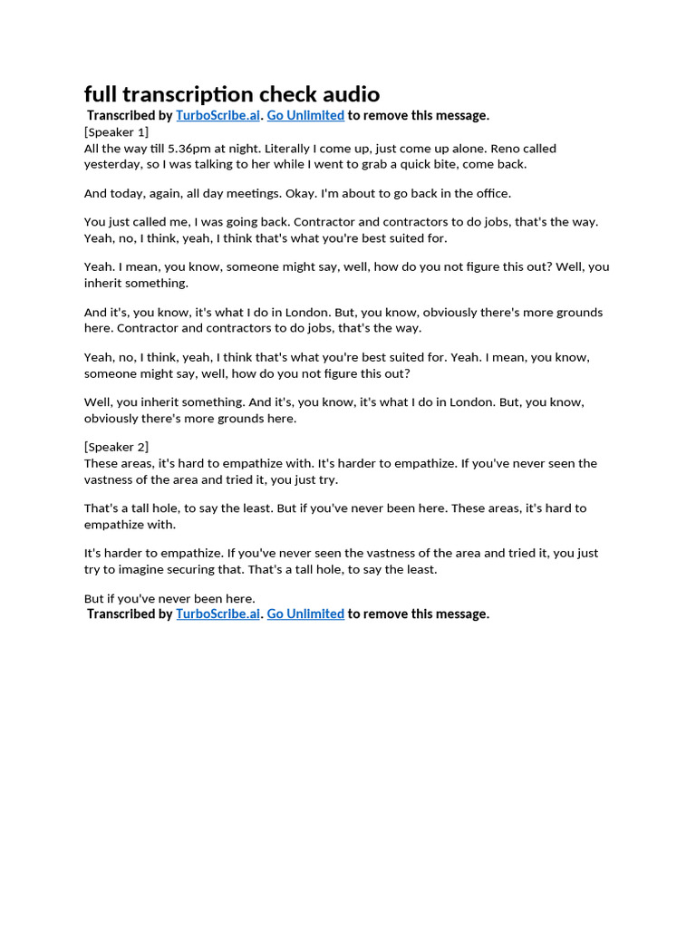 Full Transcription Check Audio | PDF