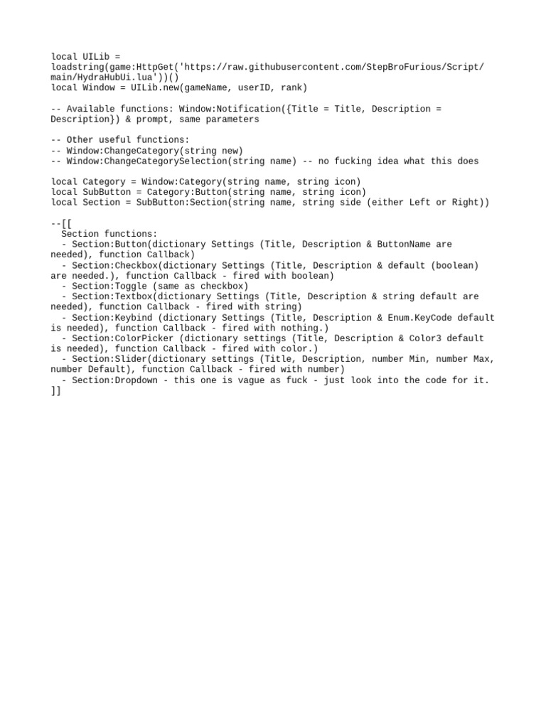 Hydra UI Library Functions Guide | PDF