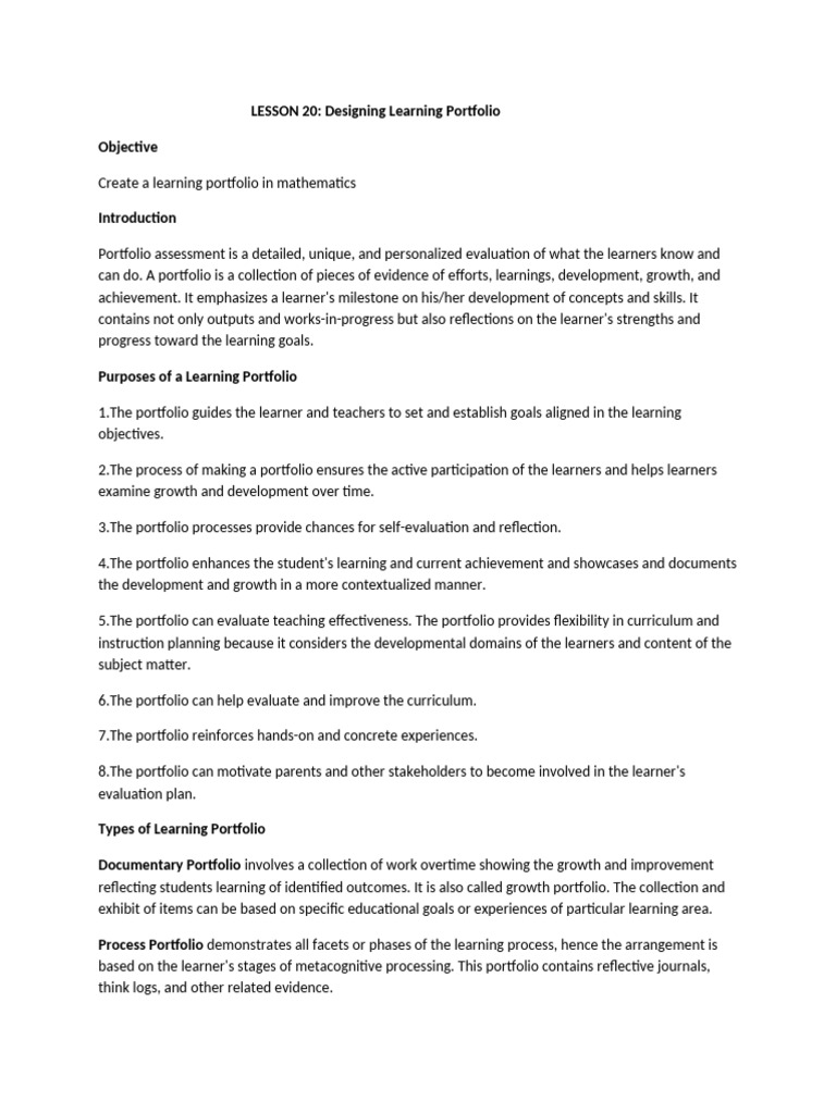 Designing Effective Learning Portfolios | PDF | Learning | Teachers